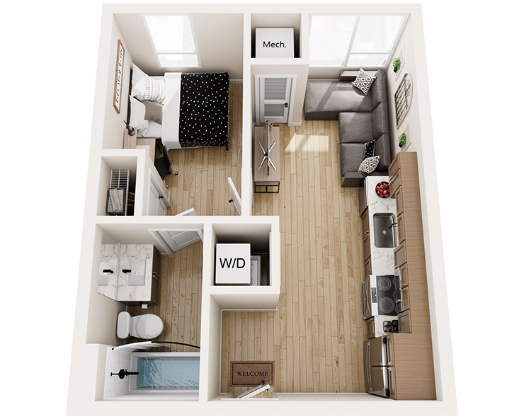 One Bedroom floorplan