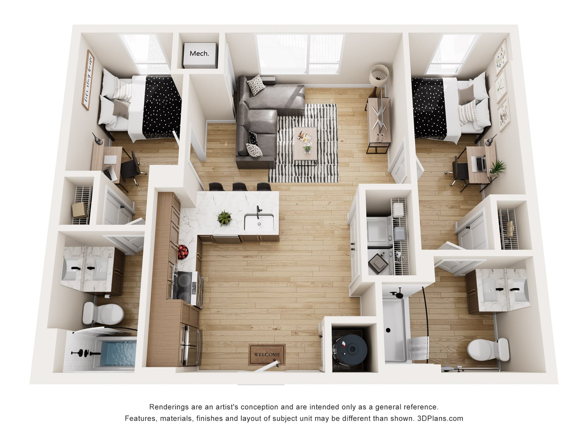 Berkeley - 2x2 Floor plan