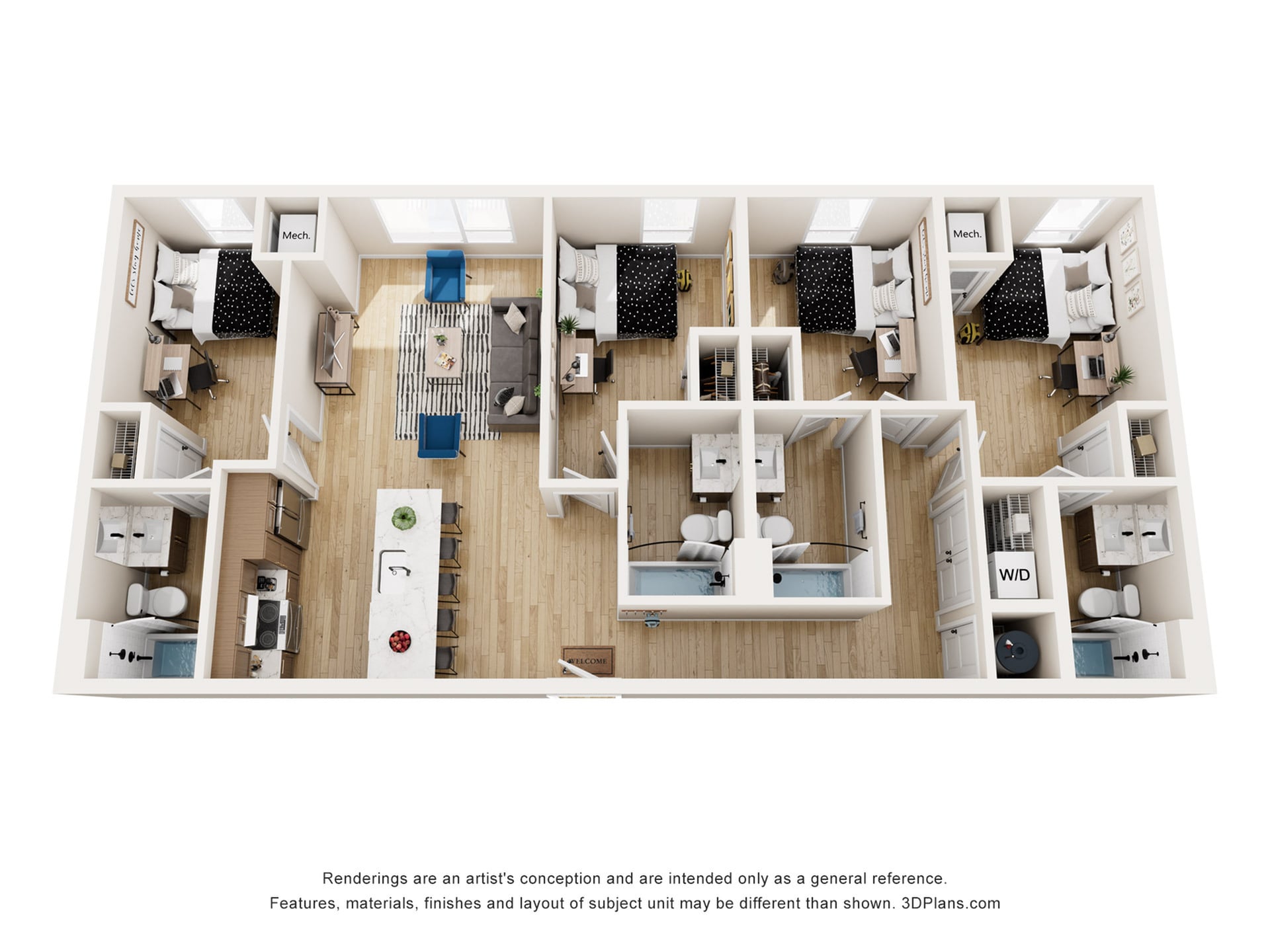 Dover 2 - 4x4 Floor plan