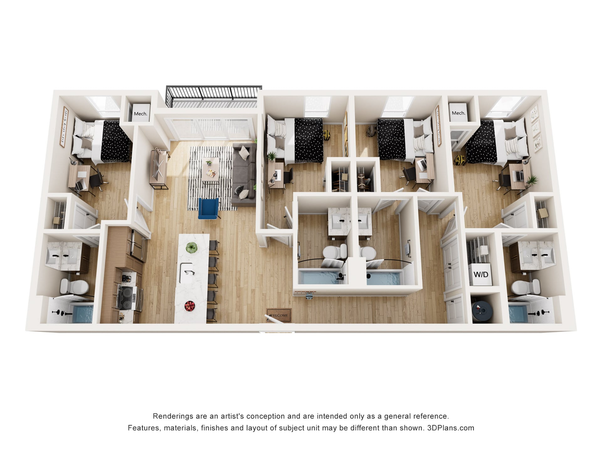Dover 1 - 4x4 Floor plan