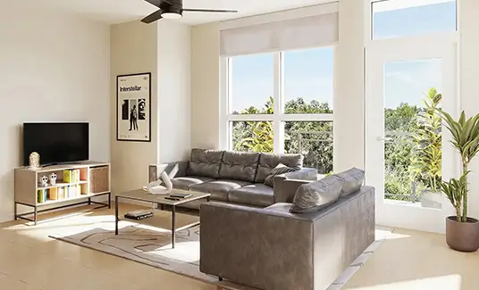 a fully furnished living room