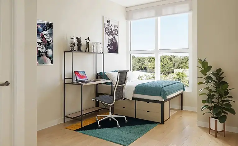 a furnished bedroom